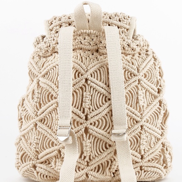 1 Left Crochet Cotton Boho Backpack w/Tassels - Picture 5 of 8